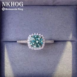 Wedding Rings Real 3 Carat Blue Green 925 Sterling Silver Brilliant Cut Sparking Diamond Jewellery Women Band Gift GRA 231129