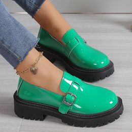 Women Dress Fashion Loafers Patent 2024 Leather Buckle Spring Platform Gothic Woman Casual Non-Slip Flats Shoes Ladies Size 42 231128 833