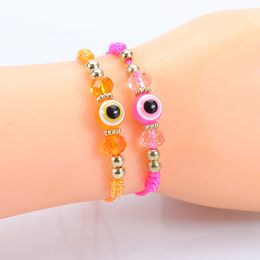 Colourful Cord Evil Eye Beads Bracelet Woven Adjustable Crystal Bracelets Jewellery for Gift