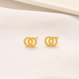 Stainless Steel Gold Plated 925 Silver Luxury Brand Designers Letters Stud Geometric Famous Women Round Crystal Rhinestone Pearl E2476
