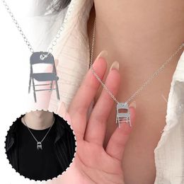 Pendant Necklaces Chair Necklace Earrings For Women Men Folding Creative Fashion Weird Jewellery 231129