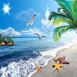 Modern Floor Painting 3D seascape beach floor painting Mural-3d PVC Wallpaper Self-adhesive Floor Wallpaper-3d198k