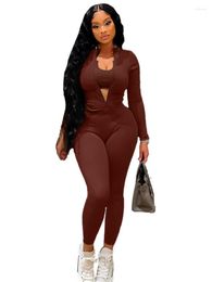 Ethnic Clothing African Tracksuit Set Women Clothes Tops And Pants Suits Autumn Solid Knitted Ribbed Casual Sporty Outfits