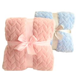 Filtar Swaddling 3D Fluffy Super Soft Kids Bed Sprid Wheat Grain Mysigt småbarn Bäddkärl Coral Fleece Furry Child Filt 231129