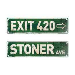 Other Home Decor Exit Sign Metal Club Wall 420 Retor Street Plaque Tin Posters Rustic 4 X 16 Inches s 230428