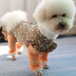 Rompers Pet Dog Jumpsuit Thin Summer Puppy Clothes 100%Cotton Lace Overalls Protect Belly Soft Pajamas For Small Dogs Chihuahua Poodle
