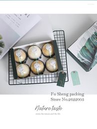 Gift Wrap 21 14 5cm Bronzing Green Plant Paper Boxes Candy Box Mooncakes Macaron Biscuits Packing 100pcs/lot
