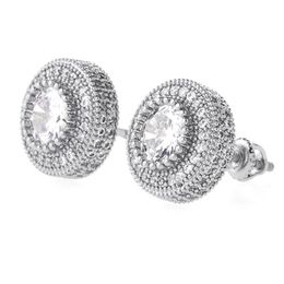 Luxury Designer Men Stud Earrings Hip Hop Jewellery Fashion Women Round Ear Ring Mens Diamond Earings Iced Out Stud Earing Bling Rap238n