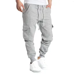 Men's Pants 2024 Multi-Pockets Cargo Men Fleece Liner Slim Fit Joggers Streetwear Casual Trousers Spring Autumn Long Work