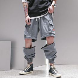 Pants Men Fashion Streetwear Mens Jogger Pants Youth Casual Autumn Ankle Length Cargo Trousers Loose Detachable Pants Leg Dropshipping