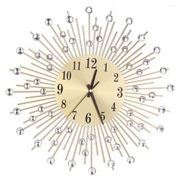 Wall Clocks 3D Clock Diamonds Decorative Living Room Decor Quiet Quartz Modern Minimalist (Gold)