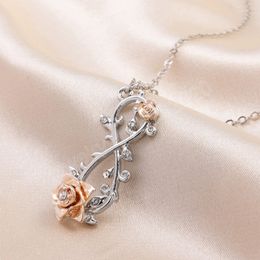 Fashion Love Rose Necklace Natural Zircon Infinite Rose Pendant Necklace For Women Engagement Wedding Jewellery Anniversary Gift