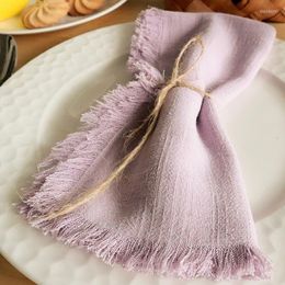 Table Napkin 6pcs/lot Linen Napkins Cotton Fringed Cloth Plain Kitchen Western Tea Towel Wipe Wedding Decorations