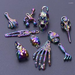 Charms 10pcs Mixed Skeleton Skull Halloween Charm Pendant For DIY Jewellery Making Bracelet Earrings Necklace Craft Art