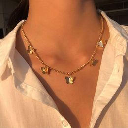 Vintage Multilayer Pendant Butterfly Necklace for Women Butterflies Moon Star Charm Choker Necklaces Boho Jewelry Christmas Gift234g