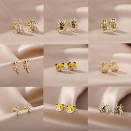 Stud Earrings Retro Vintage Animal Insect Ear For Women Stainless Steel Spider Tiger Temperament Jewelry Brincos