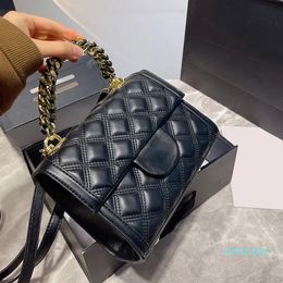 20CM Womens Desinger Classical Quilted Bags Link Handle Totes Leather Strap Crossbody Classic Mini Flap Square Goldtone Metal Luxury handbags