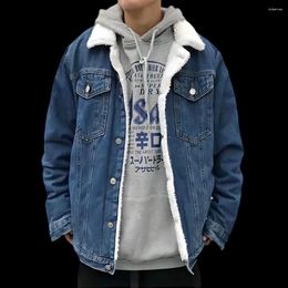 Men's Jackets Men Winter Jean Blue Cowboy Outerwear Warm Denim Coats Wool Liner Thicker Fleece Jacket Males