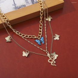 Pendant Necklaces Gold Silver Colour Butterfly Necklace Female Shiny Crystal Clavicle Chain Fashion Design Jewellery Party Gift Wholesale