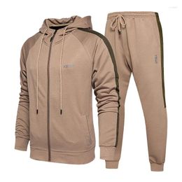 Men's Tracksuits Mens Spring And AutumnCasual Sweater Trousers Two-piece Fashion Sports Retro Loose Contrast Color Suit Men Clothes