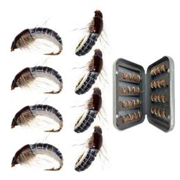 16-24Pcs Realistic Nymph Scud Fly #12 For Trout Fishing Artificial Insect Bait 210622247C