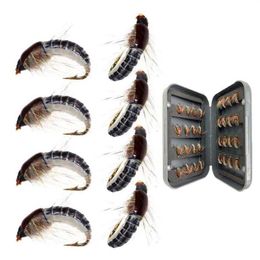 16-24Pcs Realistic Nymph Scud Fly #12 For Trout Fishing Artificial Insect Bait 210622225h