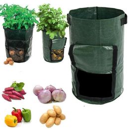 Planters & Pots 2pcs Plant Grow Bags Home Garden Potato Pot Greenhouse Vegetable Growing Moisturizing Vertical Bag Seedling208h