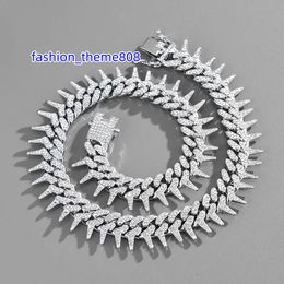 Fashion Hip Hop Jewelry 20mm Spiked Cuban Chain Barb Wire Zinc Alloy Link Diamond Cuban Link Chain Necklace