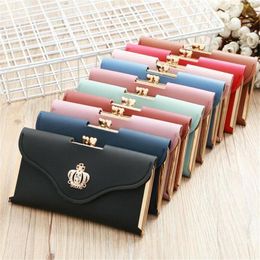 Womens Wallet Ladies Crystal Diamond Crown Decorated Long Card Holder Clutch Bag Case Female Retro Leather Purse Handbag Wallets1328N