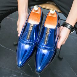 Dress Shoes Men s Wedding Patent Leather Male Gold Blue Red Prom Punk Rock Homecoming Party Oxfords Footwear Zapatos Hombre 231130