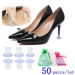 Shoe Parts Accessories 50 PairsLot High Heeler Latin Stiletto Dancing Covers Heel Stoppers Antislip Silicone Protectors for Wedding Party Favor 231129