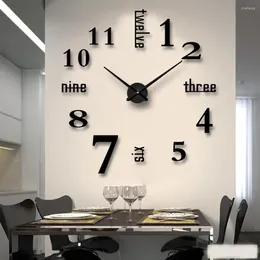 Wall Clocks 3D Large Clock Mirror Stickers Creative DIY Modern Design Mute Quartz Needle Watch Reloj De Pared Big Size