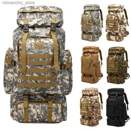 Outdoor Bags 80L Waterproof Mol Camo Tactical Backpack Military Army Hiking Camping Backpack Travel Rucksack Outdoor Sports Climbing Bag Q231130
