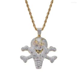 Pendant Necklaces Hip Hop Jewelry 18k Gold Plated Zirconia Simulated Diamond Iced Out Chain Pirate Cream Necklace For Men Charm Gi290c