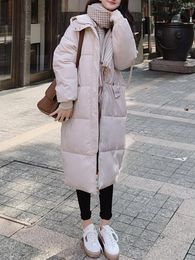 Women's Trench Coats Eotvotee Green Long Puffer Jacket Women Fall Winter 2023 With A Hood Oversized Thicken Warm Parkas Elegant Ladies