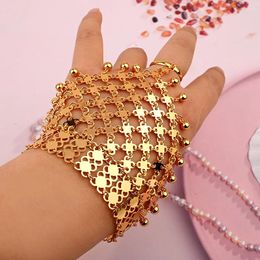 Bangle Kurdistan Bracelet Gold Plated Bridal Hand Jewellery Dangle Ball Back Chain Middle East Pulceras Y Brazaletes Mujer