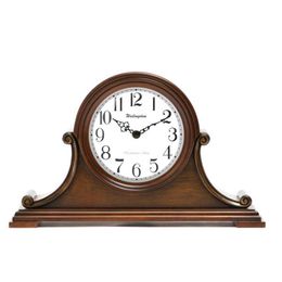 Vintage Table Clock Wooden Hourly Chime Quartz Mute Antique 14 Living-Room Single Geometric Wood MDF Retro Europe2236