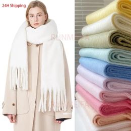 Scarves Luxury Cashmere Bright Solid Colours Women Scarf Winter Shawl and Wrap Bandana Pashmina Tassel Female Foulard Thick Blanket 231129