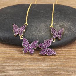 Pendant Necklaces Nidin Personality Design 4 Butterflies Pendants Chokers Friendship Necklace Colours Animal Clavicle Chain Fine Collar