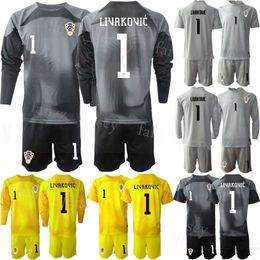 National Team Croacia Goalkeeper GK Youth Lovre Kalinic Jerseys Soccer Set Long Sleeve Goalie 12 Ivo Grbic Ivica Ivusic Dominik Livakovic Football Shirt Kits 22/23