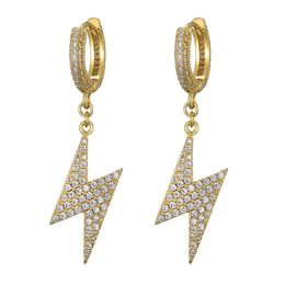 New Fashion Women Mens Earrings Hip Hop Gold Silver Colour CZ Diamond Light Earings Iced Out Bling CZ Rock Punk Wedding Gift227K
