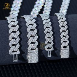 8mm 10mm 12mm 20inches Dropshipping Gold Plated 925 Silver Hip Hop Jewelry Iced Out Moissanite Cuban Link Chain