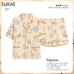 Women's Sleepwear SUKAE M-5XL Japanese Kimono Style Nightwear Women Clothing Leisure Pyjamas For Lady Summer Soft Cotton Pijamas Ladies