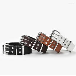 Belts Women Star Eye Rivet Belt Double Row Hole Punk Waist Strap Hollow Out PU Leather Jeans Decorative Fashion Waistband