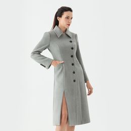 Stewardess Occupation Women Trench Coat 2024 Autumn Winter Real Estate Sales Front Desk Etiquette Reception Woollen Work Uniform