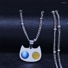 Pendant Necklaces Kat Stainless Steel Charm Women/Men Silver Color Eyes Opal Jewelry Acero Inoxidable Joyeria NXS07