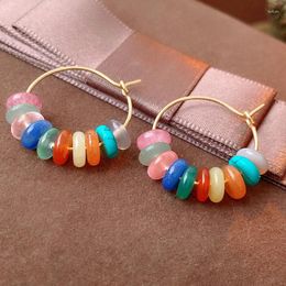 Hoop Earrings FEEHOW Bohemia Dopamine Colourful Beads Copper Plastic Circle Drop For Women Daily Wearable Jewellery