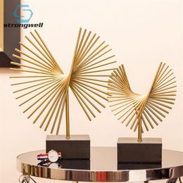 Strongwell Nordic Light Abstract Geometric Statue Metal Sculpture Modern Art Postmodern Home Decoration Accessories Gift Table T20266Y