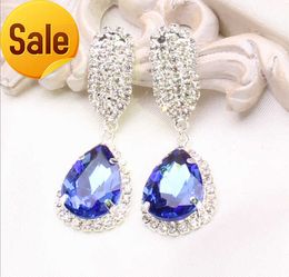 Hot Sale!! Cheap 2016 New Arrival Clear Blue red Green Beaded crystals Bridal earrings for wedding Jewellery sets Accessories Wholesale 3pcs/1
