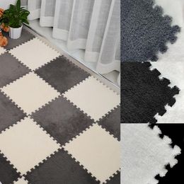 Carpets DIY Nordic Floor Mat Splicing Carpet Plush Velvet Bedroom Rooms Children Girls Pink Puzzle Mats